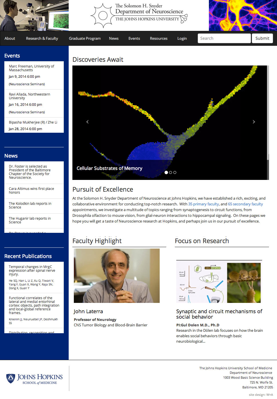 Neuroscience Department – Johns Hopkins Site Launch